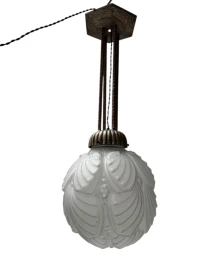 Art Deco Muller Frères Luneville Style Pendant Light, 1930s